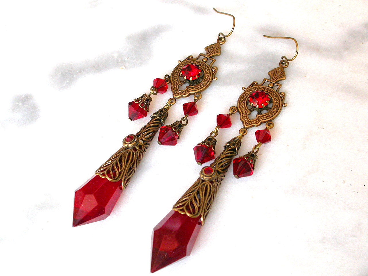 Victorian Gothic Swarovski Crystal Chandellier Earrings - Vintage Style Victorian Jewelry