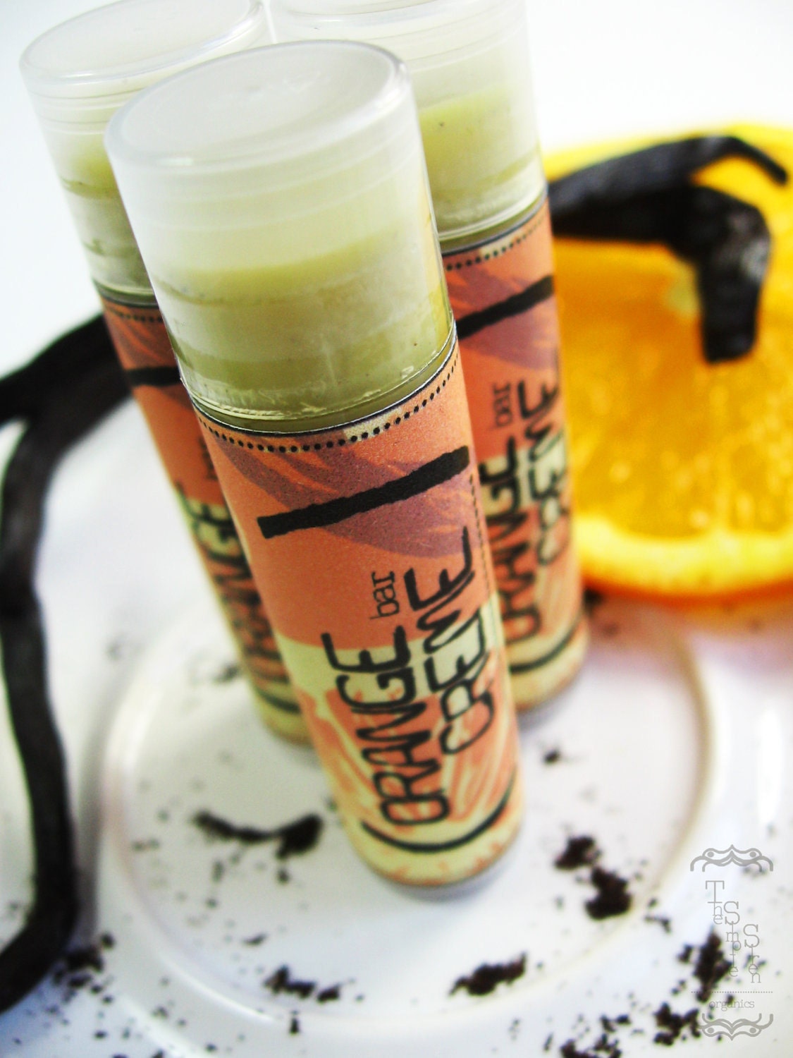 Organic  Lip Balm - Orange Creme - Handmade with Organic Vanilla - New recipe for 2012