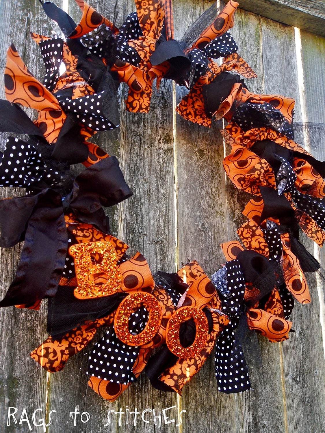 Halloween BOO Rag Wreath