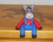 Dillon the Donkey Farmer (polymer clay ) Shelf sitter