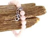 Rose Quartz Energy Bracelet for Inner Healing, Pink OM Bracelet