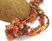 Carnelian Citrine Gemstone Necklace, Prosperity and Abundance Chakra Necklace