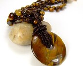 Yellow Gemstone Necklace, Tigers Eye Gemstone Necklace, Solar Plexus Chakra Necklace
