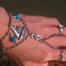 Nautical Slave Bracelet Ring. Tibetan Silver Ship and Seahorses, Blue beaded accents. Adjustable. One size fits all.