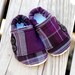 Baby shoes for girls - newborn, infant booties - purple and black plaid booties - unique baby gift