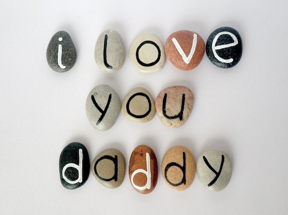 Father's Day Gift Idea, 13 Magnets Letters, Custom Quote, Beach Pebbles, Inspirational Word or Quote, Sea Stones, Personalized