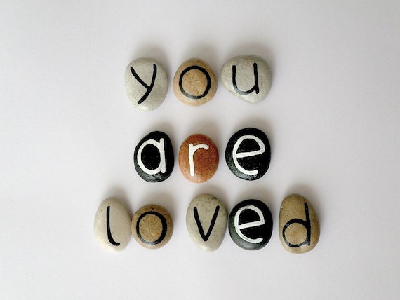 Valentine's day, 11 Magnets Love Letters, Custom Quote, Beach Pebbles, You Are Loved, Inspirational Word or Quote, Gift Ideas, Sea Stones