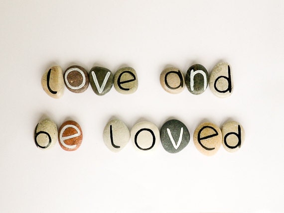 14 Magnets, Love Letters, Custom Quote, Beach Pebbles, Love and Be Loved, Inspirational Word or Quote, Gift Ideas, Sea Stones, Personalized
