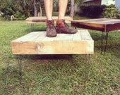 Reclaimed Barnwood Wood Coffee Table with steel hairpin legs-Upcycled and modern-upcycled recycled - triple7recycled
