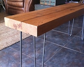 reclaimed recycled salvaged barn wood joist bench- Hickory wood on steel hairpin legs - triple7recycled