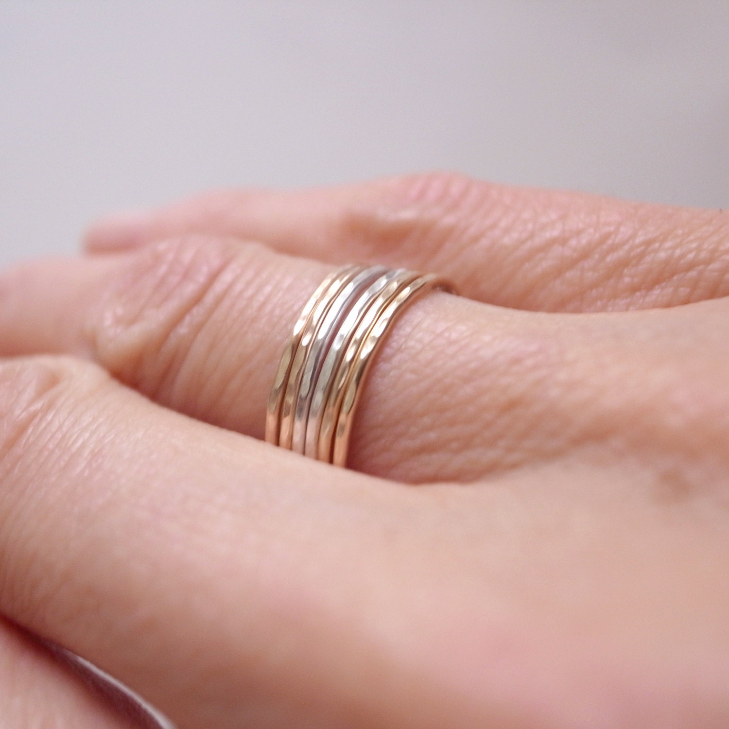Hammered ring - three shades