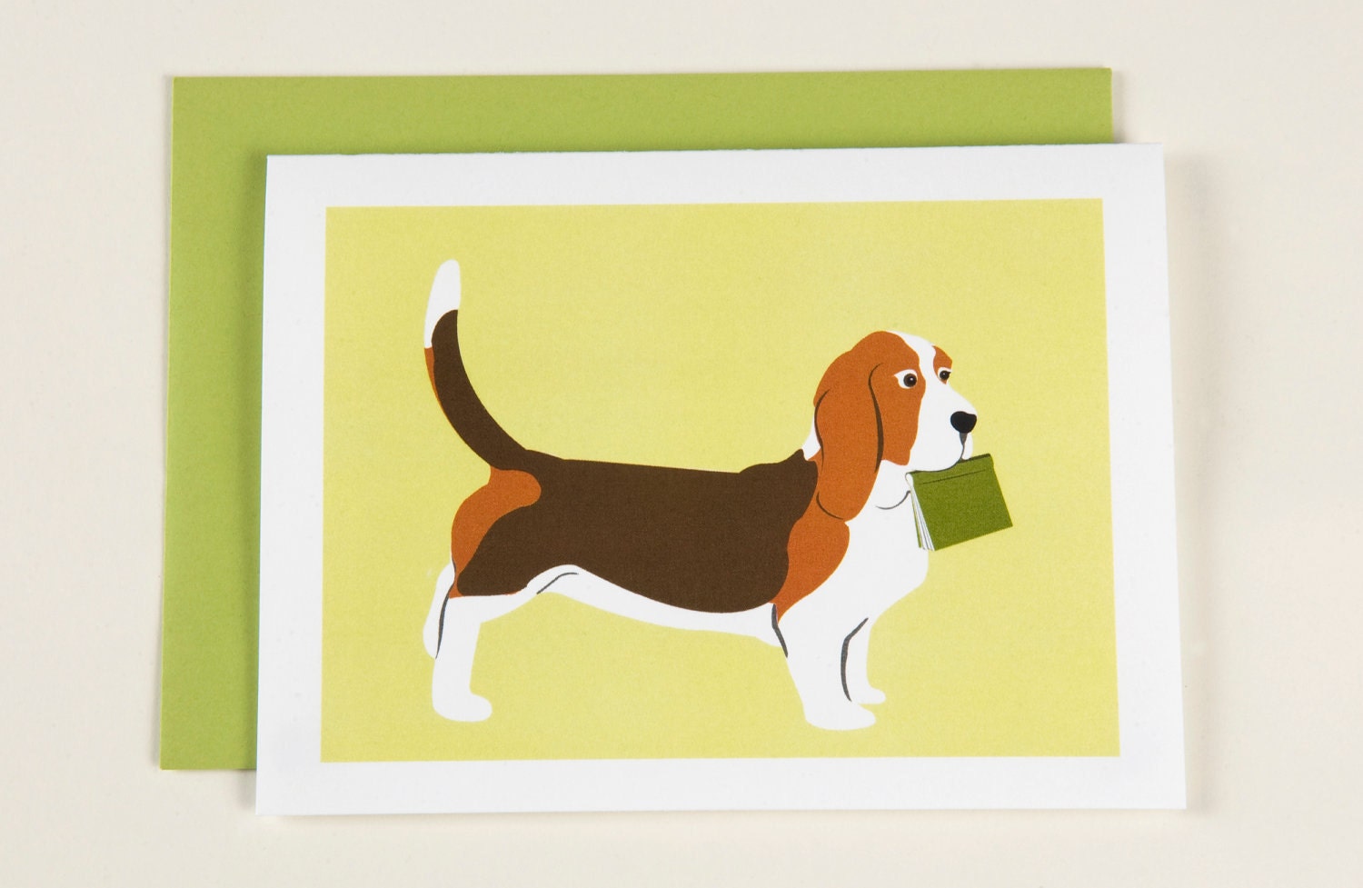 Blank Card - Book Hound - Basset Hound carrying a book