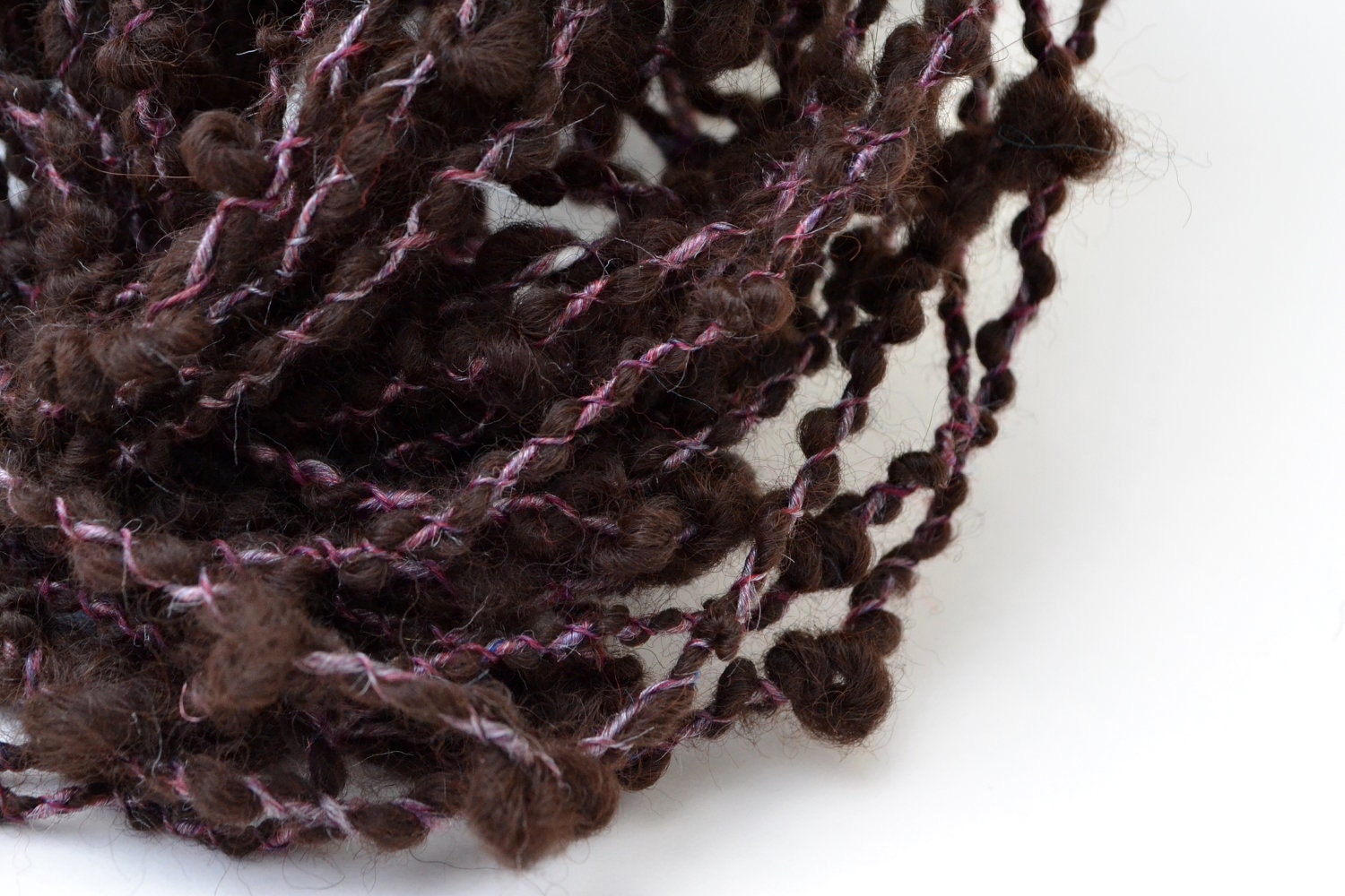 Sable and Wine super soft Alpaca boucle art yarn - 60 Yards