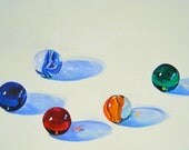 Marble Art, Original Painting Glass Marbles, Mid Century Americana, Acrylic on Canvas, 12 x 16 in. by Heather McCaw