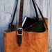 Custom size leather bag / Carry-all tote / Vintage army details / Cognac color / Made to order.