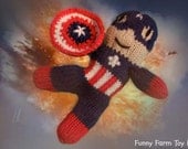 Captain America Doll Super Hero Avengers Inspired Boys Waldorf Toy Knitted Natural Wool Materials