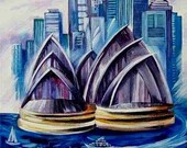 ORIGINAL SIGNED Artwork Sydney Opera House Australia landscape by modern artist Yelena Dyumin