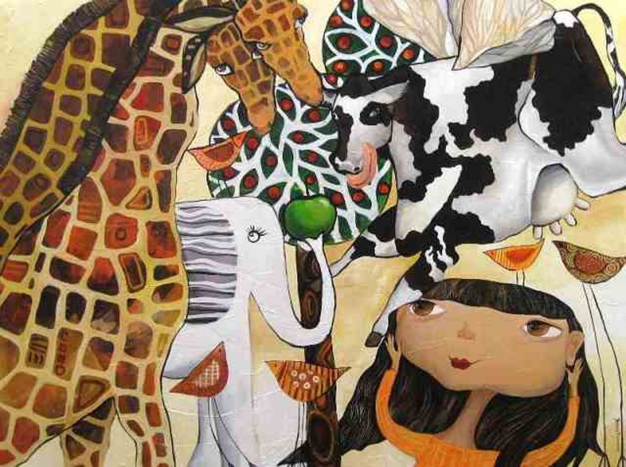 Wall Pictures and Artworks, Art Ideas, art and drawing , arts for kindergarten, animal art - When giraffes were big - 20x30" canvas prints