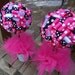 Ribbon Topiary in Hot Pink, Black, White Polka Dots Centerpiece/Decoration Shower/Party Small Size