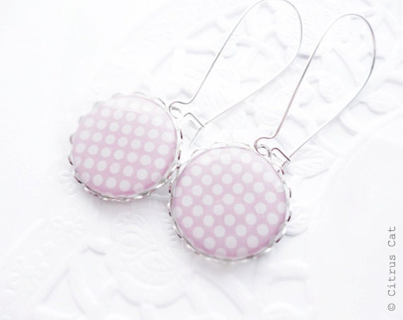 Pastel pink polka dots earrings - CitrusCat