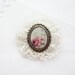 SALE - Vintage lace brooch with pink rose