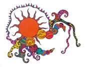 Abstract Art print, colorful circles and sun "Playful" colorful print, reproduction