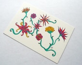 ACEO, Original pen and ink drawing, Art trading card,  Flowers and vines ATC