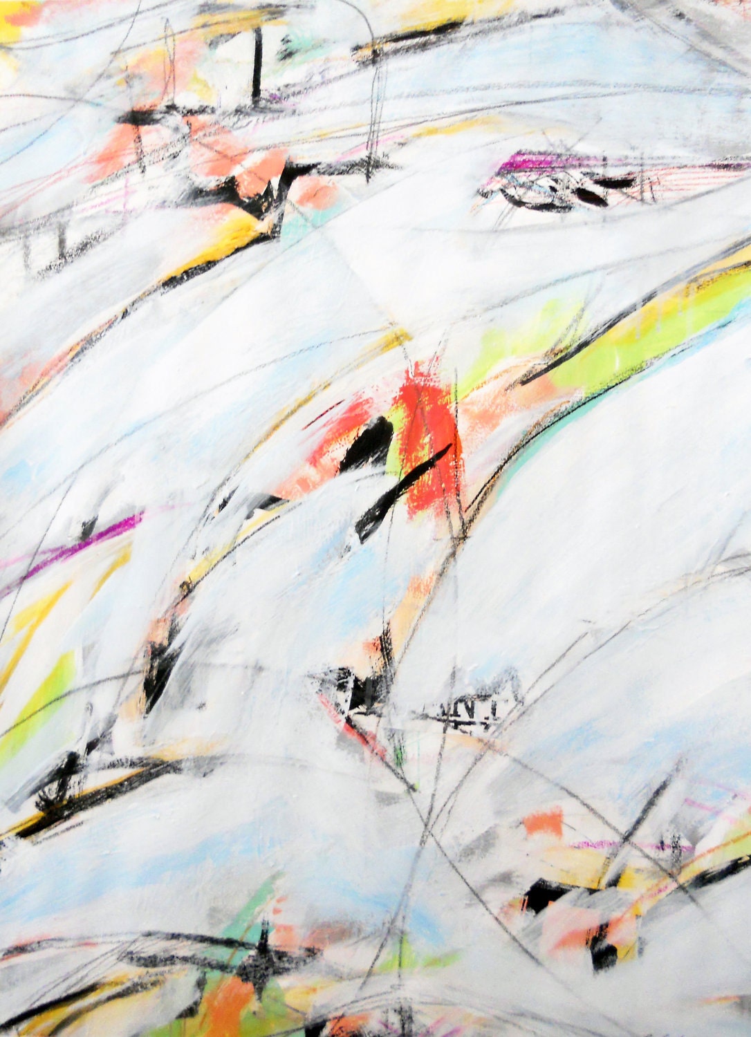 Construct 7, 9-21-11 (abstract expressionist painting, blue, white, yellow, red)