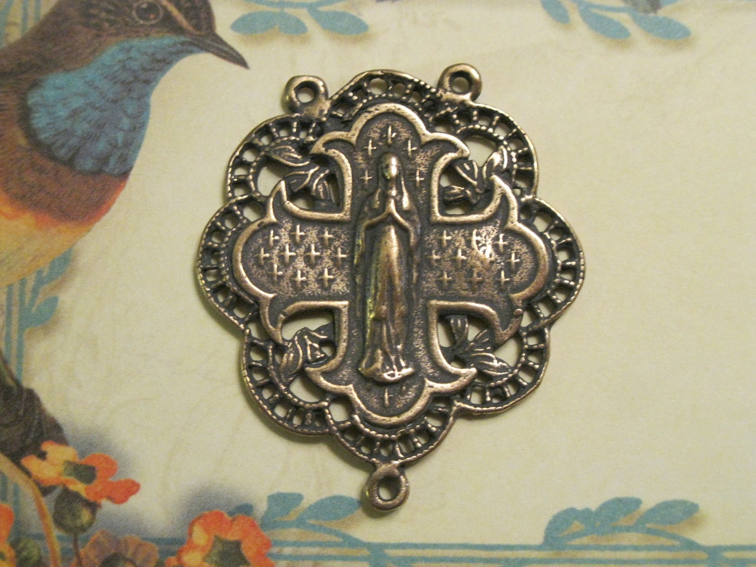 Lourdes French Cross   Bronze Rosary Center