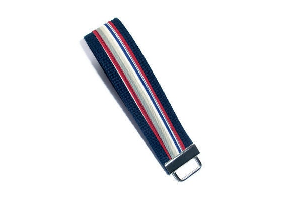 Wristlet Key fob - Navy Blue cotton webbing - Fathers Day