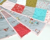 Pink and Aqua Girls Quilt - Baby Girls Crib Quilt - Moda Fabric