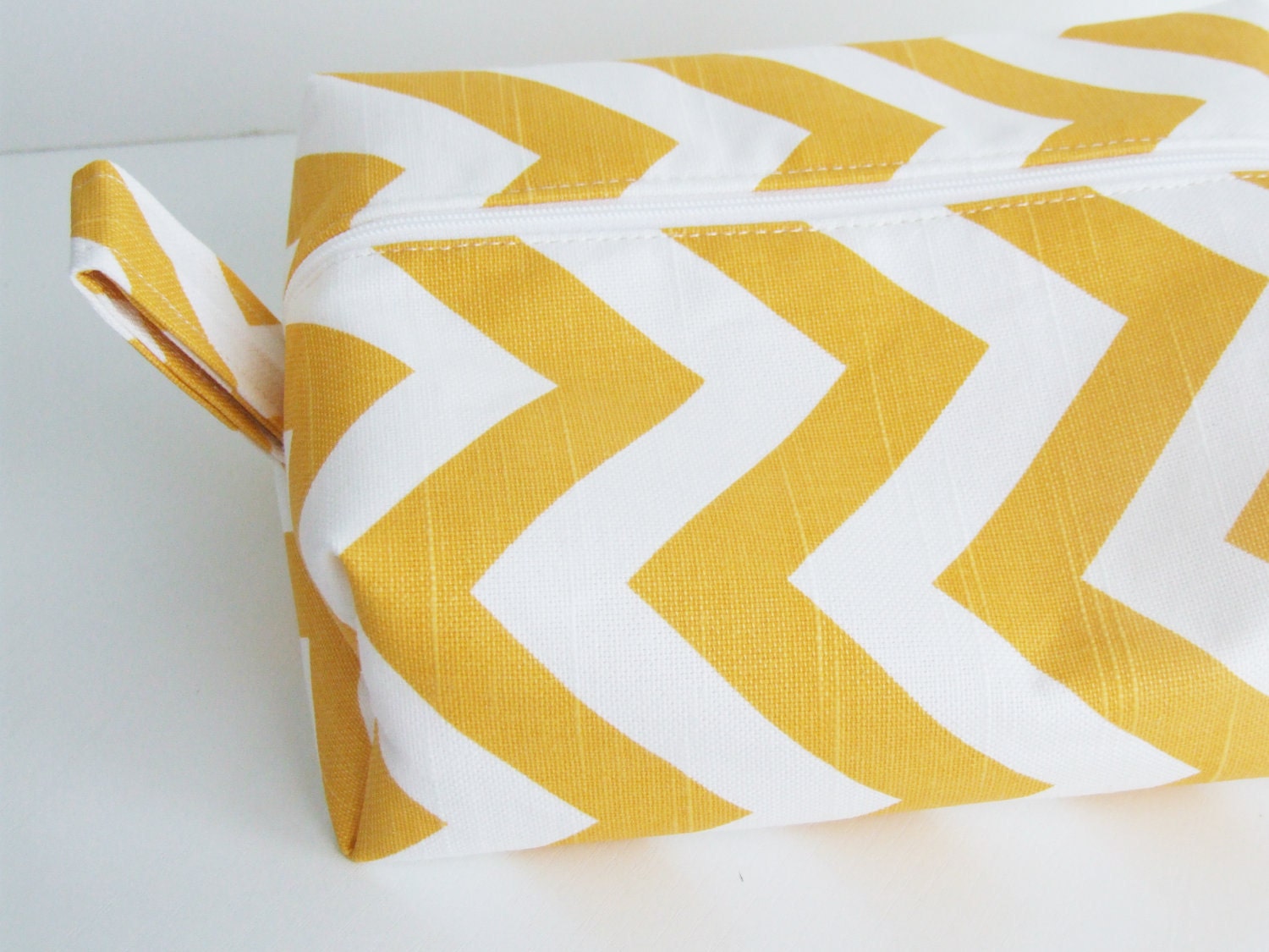 Yellow Chevron Make up Bag  - Cosmetic Pouch - Diaper Bag -  Lunch Bag - Wet Bag -Waterproof Bag