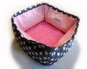 Polka Dot Pet Bed Small 12 Inch Square Dog Cat Couture Artistic Travel Collapsible Washable