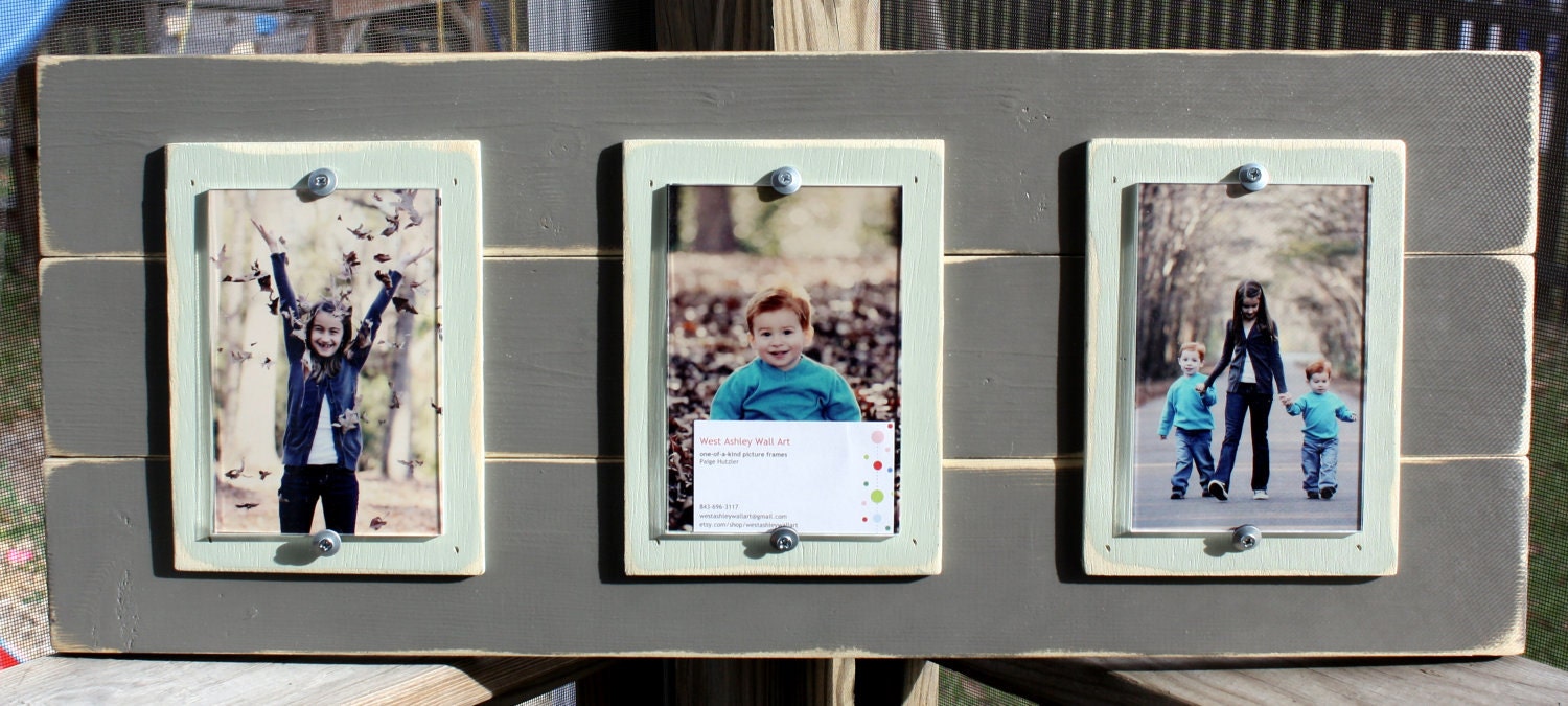 Triple 4 x 6 Distressed Grey Frame / Coastal Cottage Feel