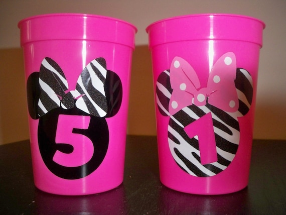 MINNIE MOUSE BIRTHDAY party zebra print favor cups (set of 5) Il_570xn