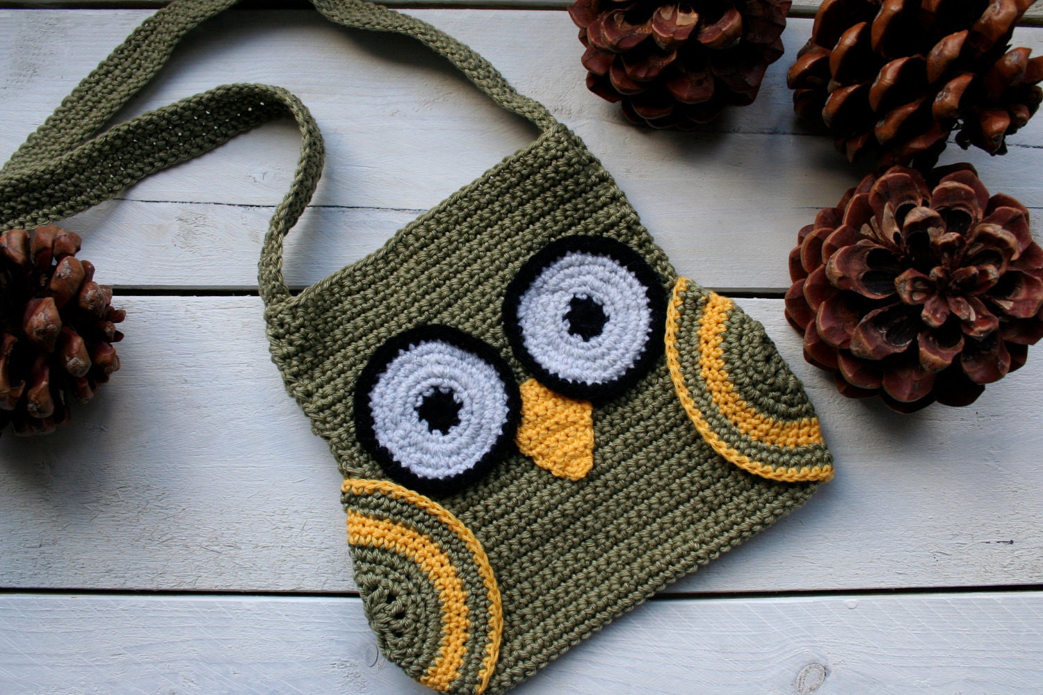 Crochet Pattern Owl Bag, with Wings and long Strap, Easy