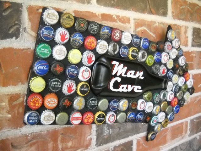 Man Cave beer bottle cap mosaic sign
