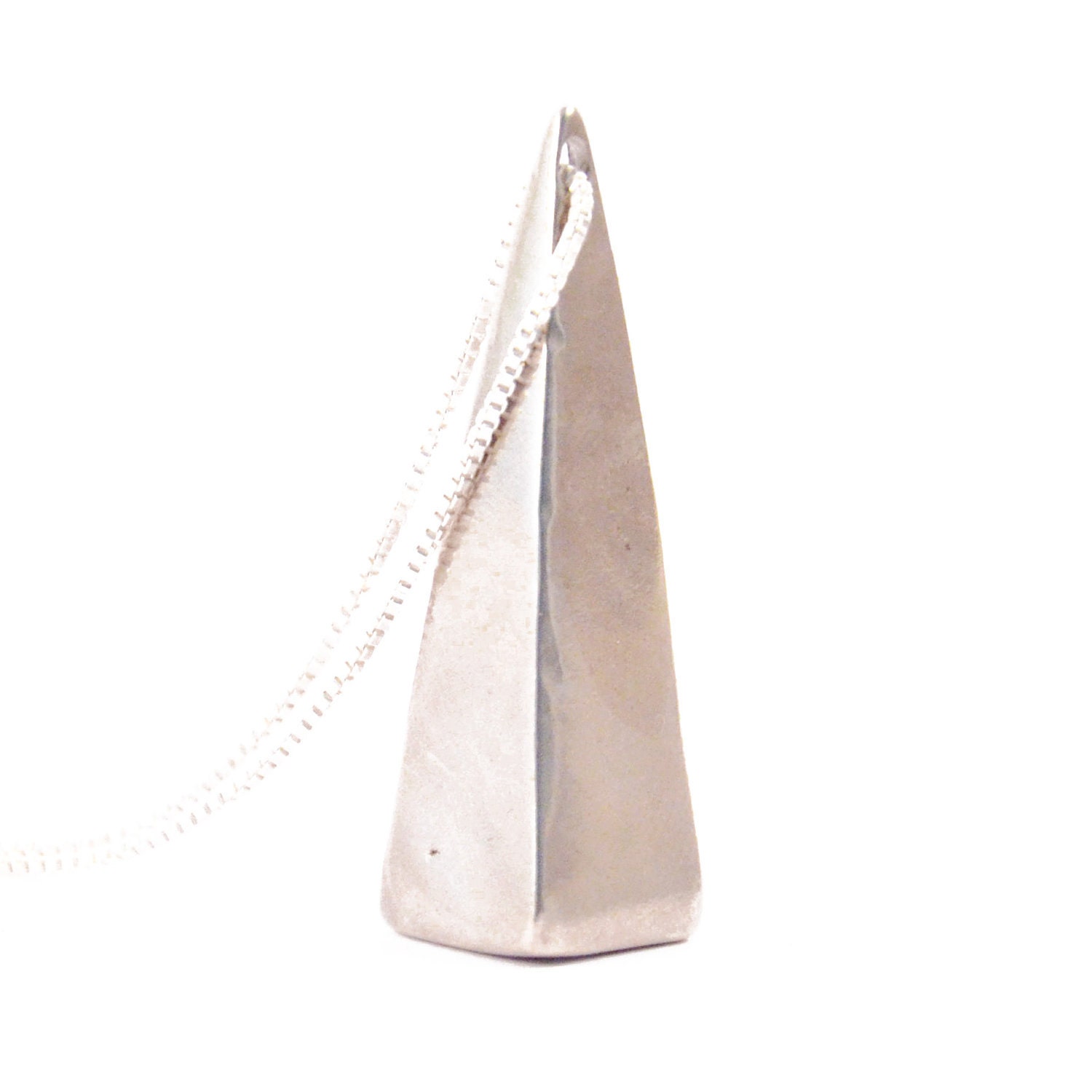 pyramid necklace - white brass