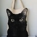 Black cat Canvas tote bag - cat tote bag Diaper bag Shopping bag Document bag Market Bag.