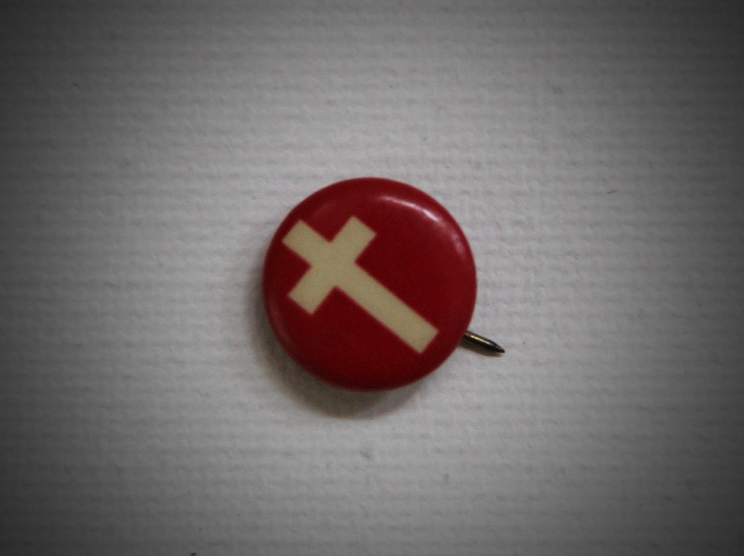 Vintage Religious Celluloid Pinback Button 1930 3/8" Christian Cross Tiny