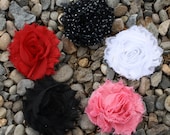 SPRING COLLECTION....EASTER Shabby Chic Frayed Flower Rose Hair Clips, Chic and Trendy - For Babies to Adults