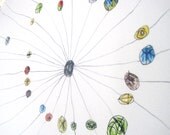 Art Print, 8x10 print, mid century modern, galaxy, space, planets, orb, colorful