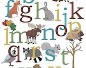 Woodland Alphabet Poster Nursery Art Print  - Nature and Animals - AlleyKids