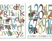 Alphabet and Number Animal Posters -  Woodland Nursery Art
