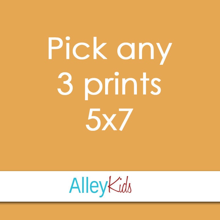 Custom size, any 3 art prints 5x7
