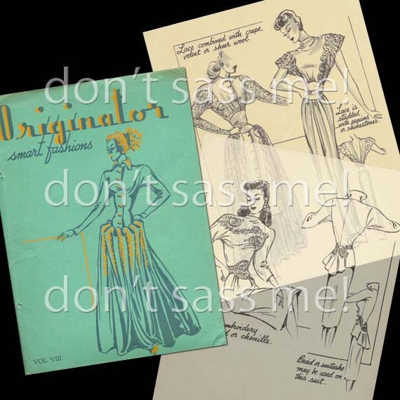1940s Digital Download ORIGINATOR Fashion Sketchbook Catalog - 33 Pages Vintage Printable PDF