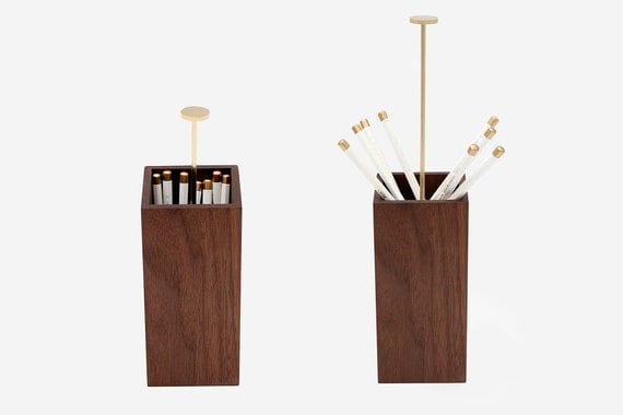 Walnut and Brass Pencil Cup