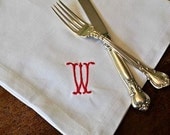 Set of 6 Monogrammed White Buffet Napkins