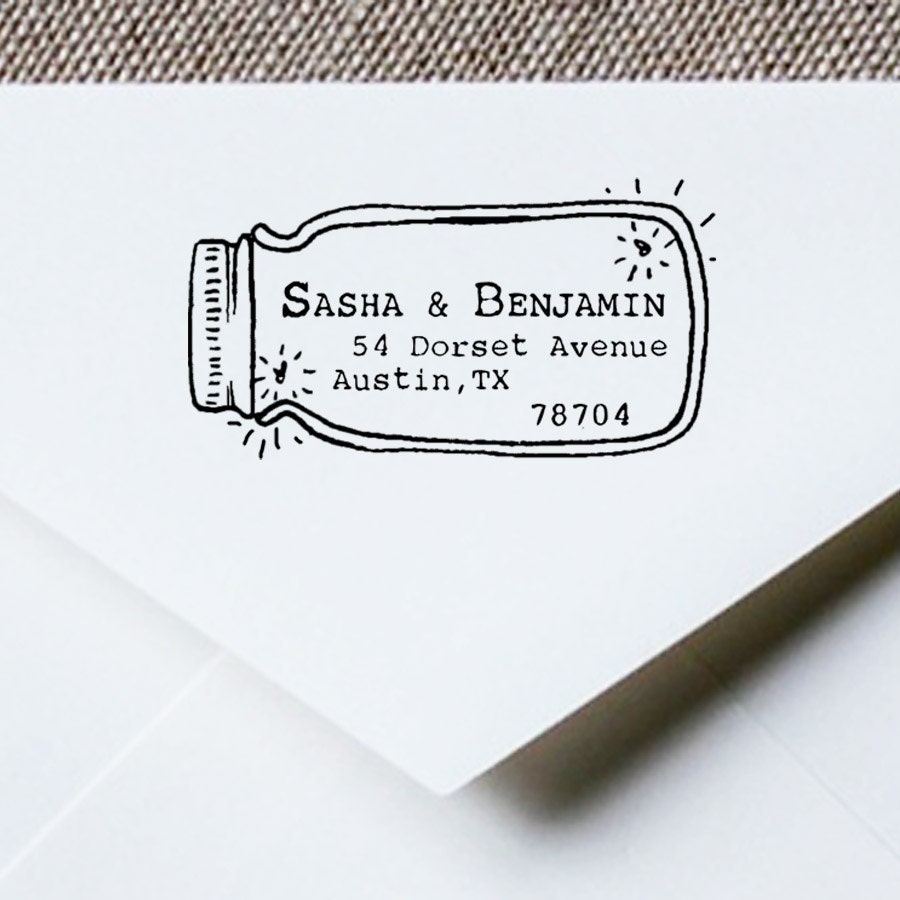 WE GLOW - Custom Wooden Address Stamp - Wood and Rubber