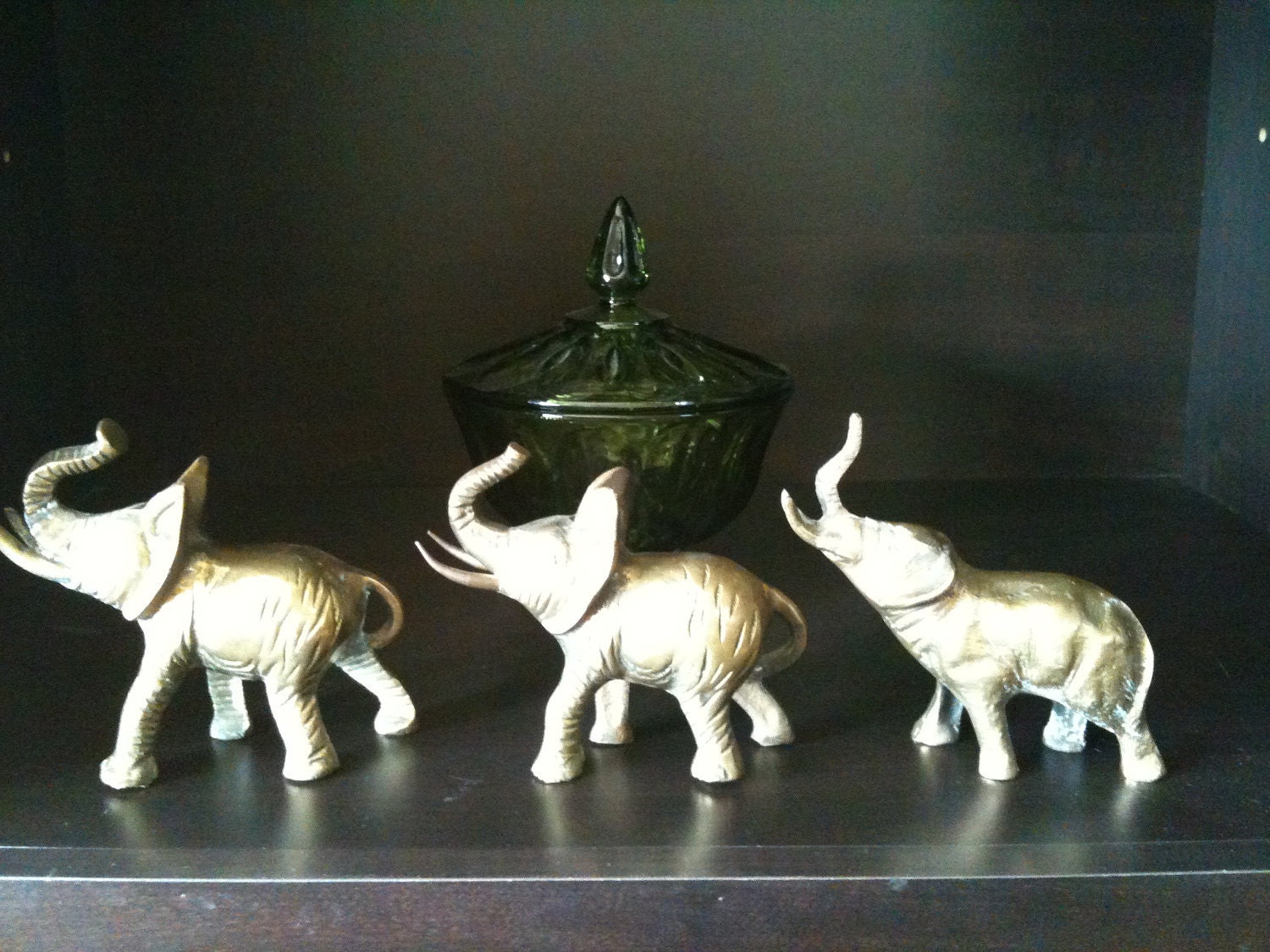 Family of 3 Elephants solid brass